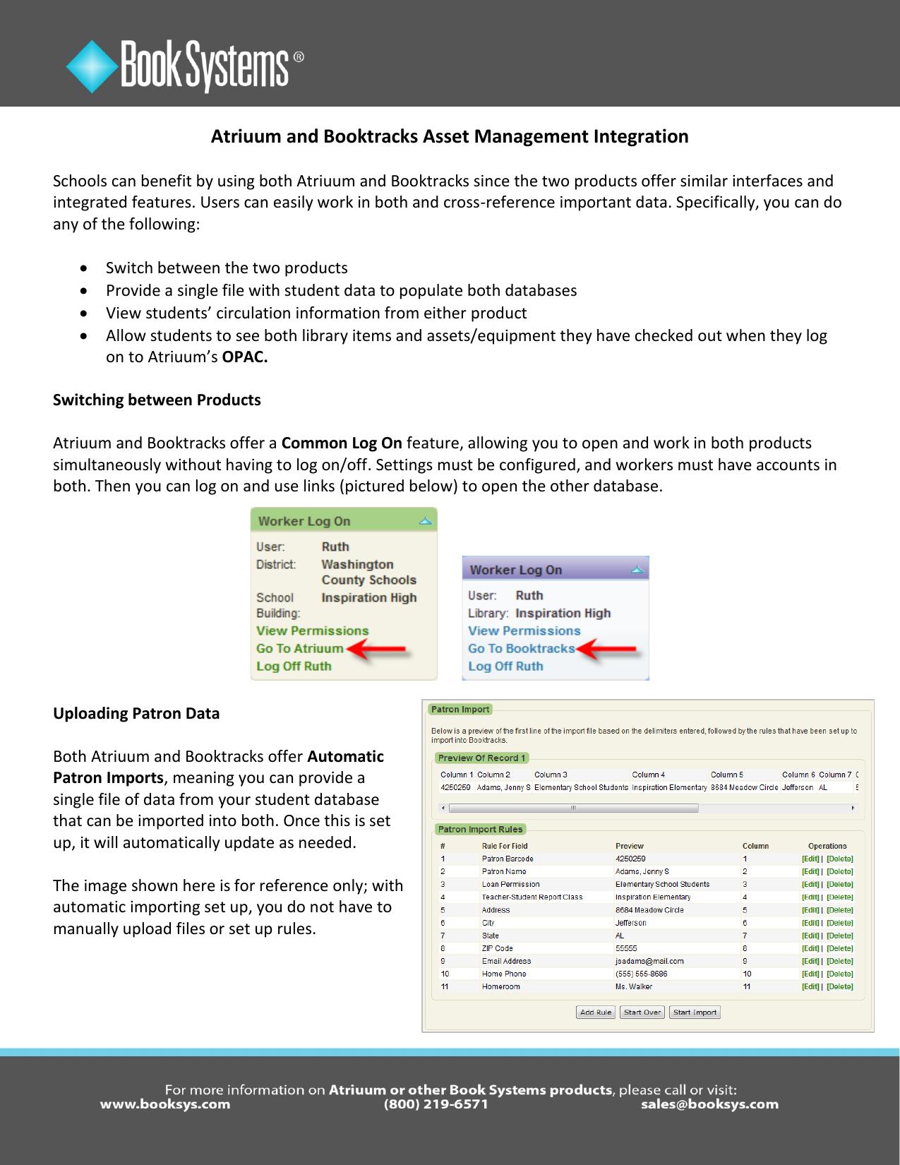 Atriuum vs Booktracks Comparison Chart brochure